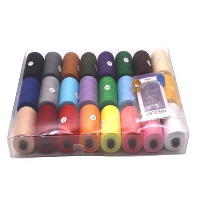 24 colores en una caja de hilo de gancho de algodón 40S / 2 hilo de costura de algodón para coser a mano