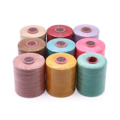 Kangfa 0,8 mm 1,0 mm hilo de cuero cosido a mano hilo de cera plana hilo de poliéster hilo de costura encerado