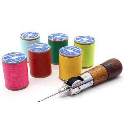 Poliéster 0,8 mm hilo de cera plana para coser a mano cuero bricolaje pequeño hilo manual de rollo