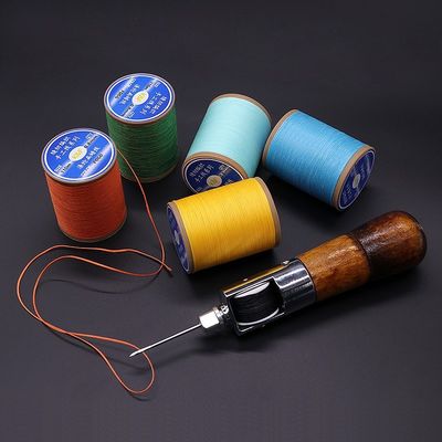 Poliéster 0,8 mm hilo de cera plana para coser a mano cuero bricolaje pequeño hilo manual de rollo