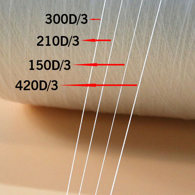 Filamento de costura de poliéster 150D/3 Tex45 TKT60 blanco crudo con baja contracción y durabilidad