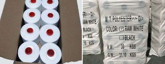 Hijo de poliéster blanco crudo de alta tenacidad 210D/3 para hilo de coser Baja contracción