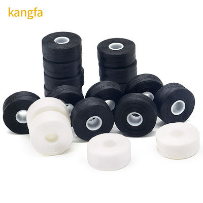 Kangfa 100% Poliéster Blanco 75d/2 144pcs/caja Tamaño L Poliéster Pre herida hilo de bobina para bordado