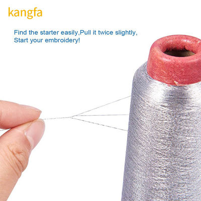 125g 150D hilo metálico hilo de costura de plata para accesorios de prendas de vestir 100% poliéster