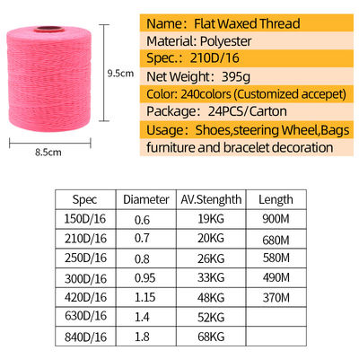 Alta viscosidad impermeable 1 mm hilo de cera plana para costura de cuero y unión de moscas 400G