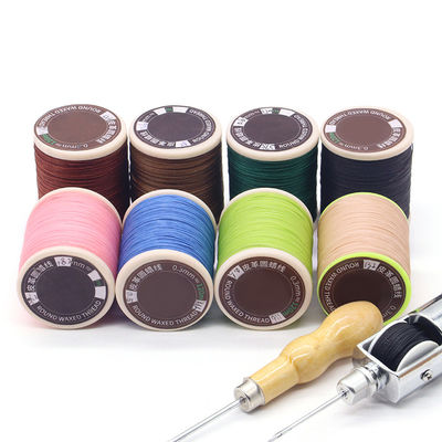 Tejido a mano 420D/3 Cuenta de hilos hilo de costura para bolso de cuero brazaletes de bricolaje 30 colores