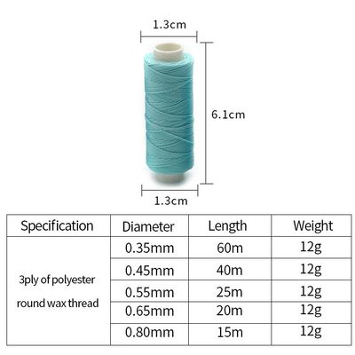 12g 60m de hilo espuñado Coser a mano Coser hilo encerado para cuero bricolaje 80 colores a medida