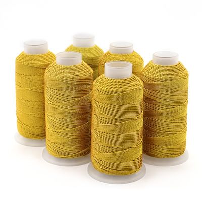 100% de seda de alta tenacidad 3 Ply de oro y plata hilo de hilo metálico para la fabricación de joyas DIY