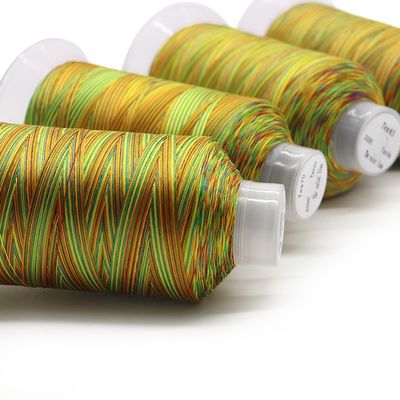100G Peso Neto hilo de costura de poliéster en colores del arco iris para costura resistente a la abrasión