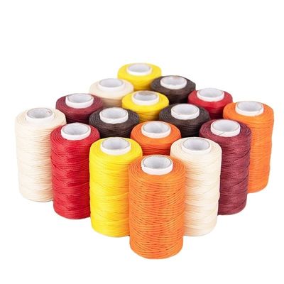 Tricotado 0.8MM 210D Core Spun Yarn High Tensile Polyester Fiber Flat Braided Wax Thread (hielo de cera trenzado plano de fibra de poliéster)