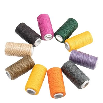 Tricotado 0.8MM 210D Core Spun Yarn High Tensile Polyester Fiber Flat Braided Wax Thread (hielo de cera trenzado plano de fibra de poliéster)
