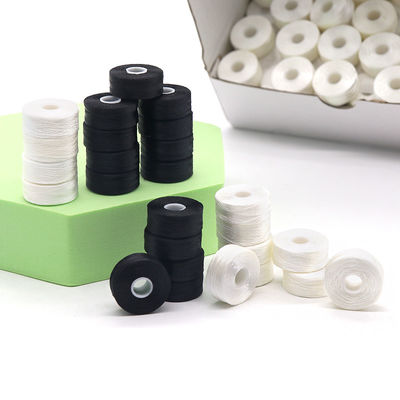 Sostenible Universal 144pcs/caja Blanco/Negro 75D/2 100% Poliéster Pre-enrollados Bobininas Hilados