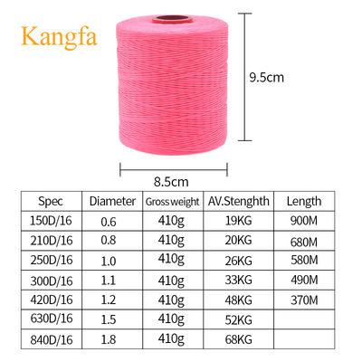 Cuerdas de cera plana de un solo color de hilo de cera de nylon 210D para coser hilo de poliéster