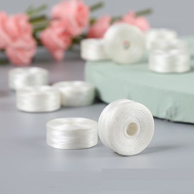 2 cm de diámetro bordado hilo de fondo blanco sin borde tipo L 75D/2 Shuttle Core Coser Prefundido Bobbin 6