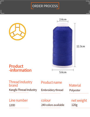 OEM ODM 120/2 4000yard 100% hilo de bordado de poliéster resistente a altas temperaturas