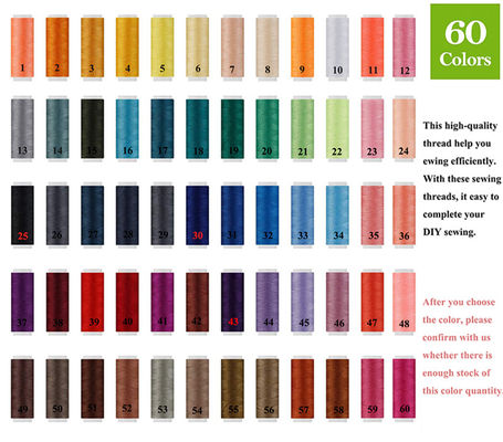60 colores de hilo de coser de poliéster para bricolaje de máquina de bordado de protección UV